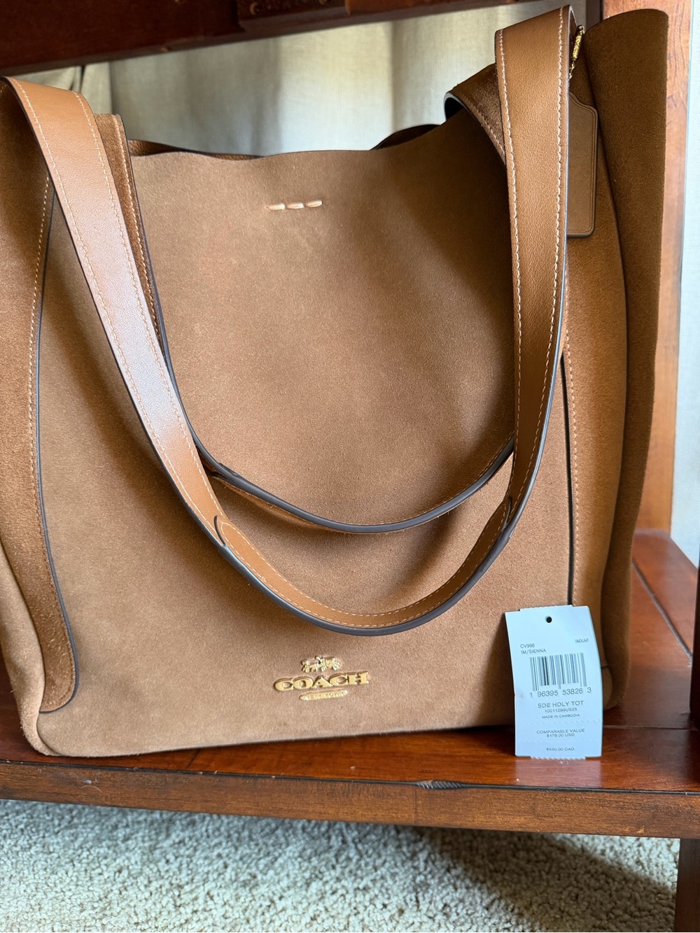 Coach Suede Hadley Tote in Sienna